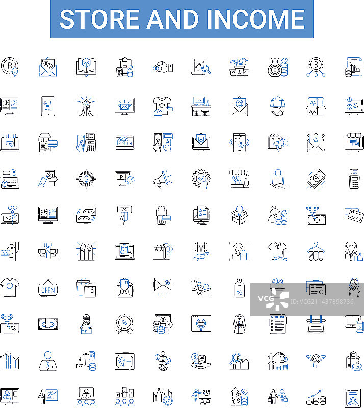 商店与收入轮廓图标合集图片素材