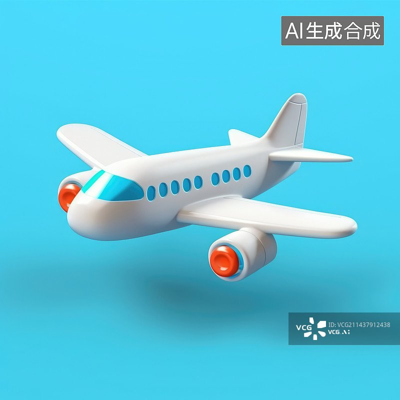 【AI数字艺术】可爱的卡通风格商用玩具飞机，儿童节玩具素材图片素材