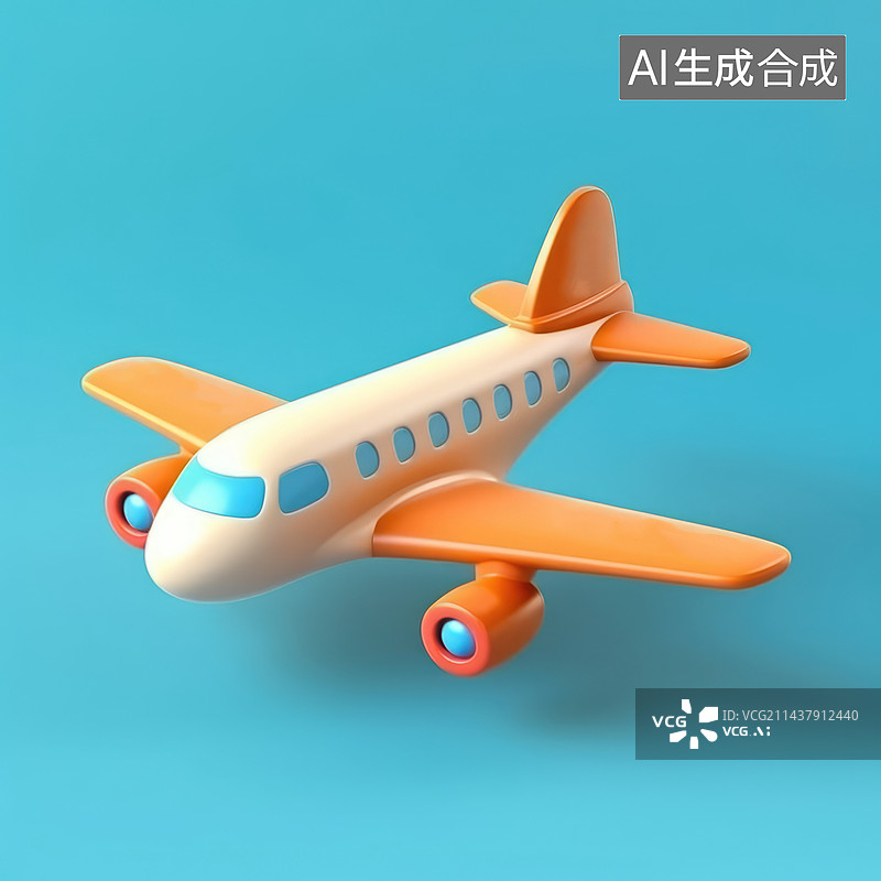 【AI数字艺术】可爱的卡通风格商用玩具飞机，儿童节玩具素材图片素材