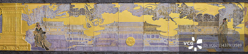 陕西省宝鸡市市扶风县法门寺壁画局部图片素材