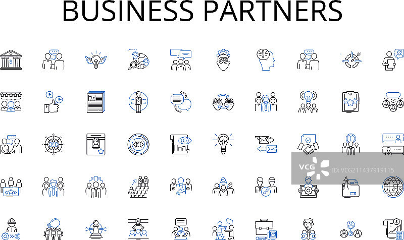 商业伙伴线性图标合集图片素材