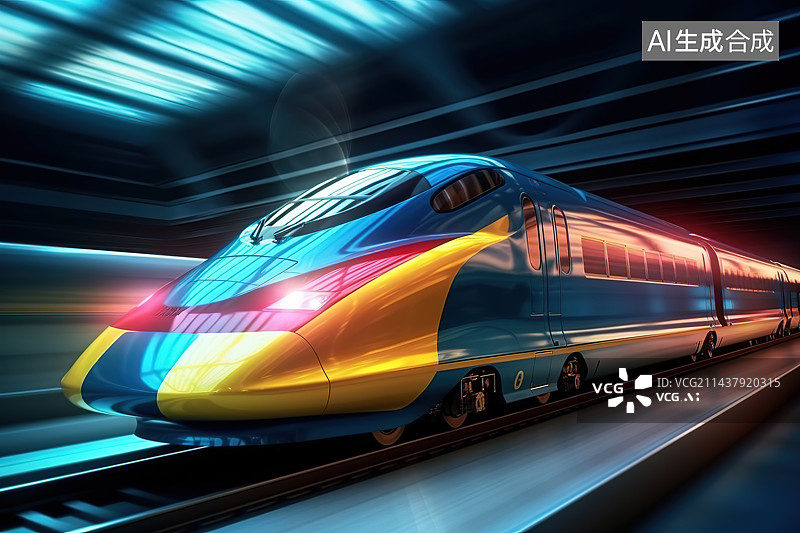 【AI数字艺术】科技列车图片素材