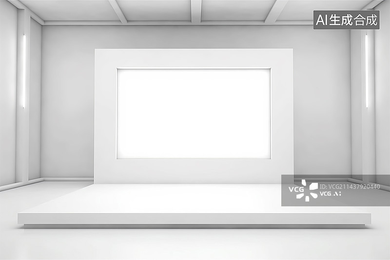 【AI数字艺术】3D 白色简约产品展台图片素材