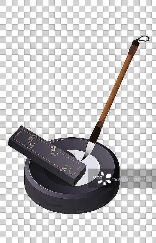 中国传统文化文房四宝写作竹制毛笔砚盘墨水图片素材