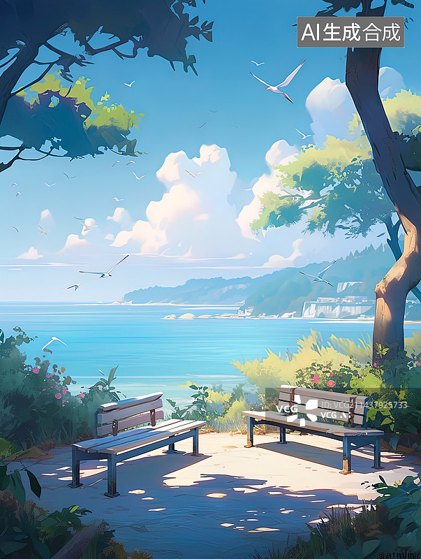 【AI数字艺术】梦幻度假海滩图片素材