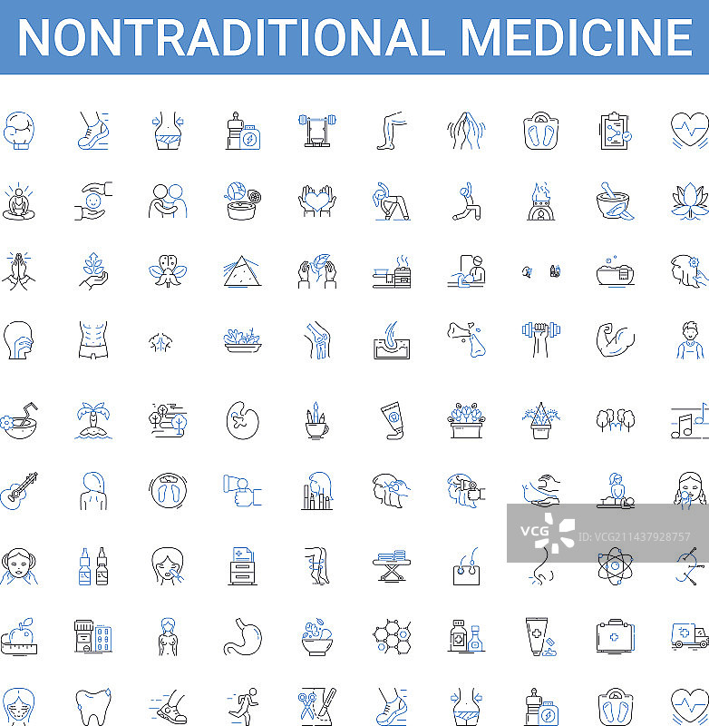 非传统医学轮廓图标合集图片素材