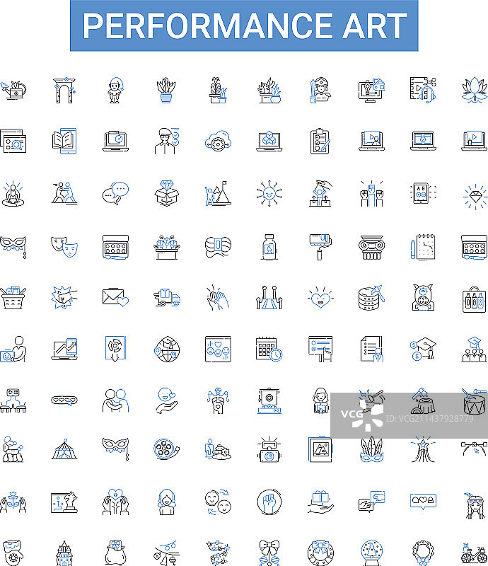 行为艺术轮廓图标合集图片素材