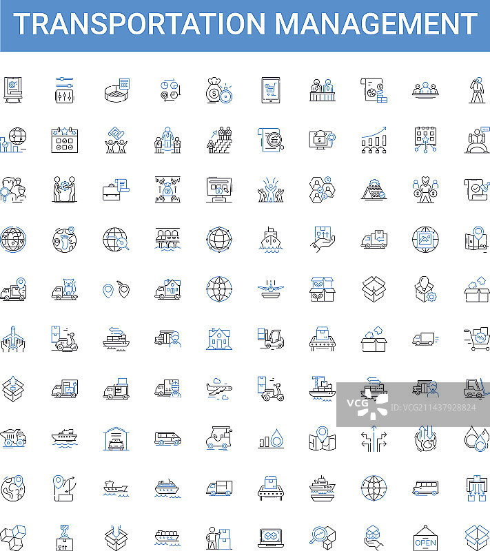 交通运输管理轮廓图标合集图片素材
