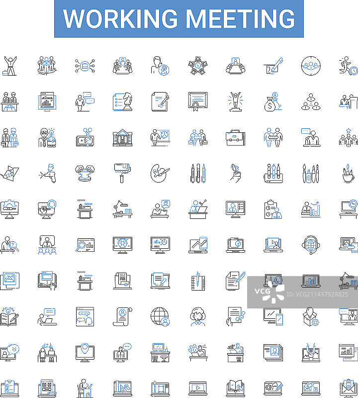 工作会议轮廓图标集合图片素材