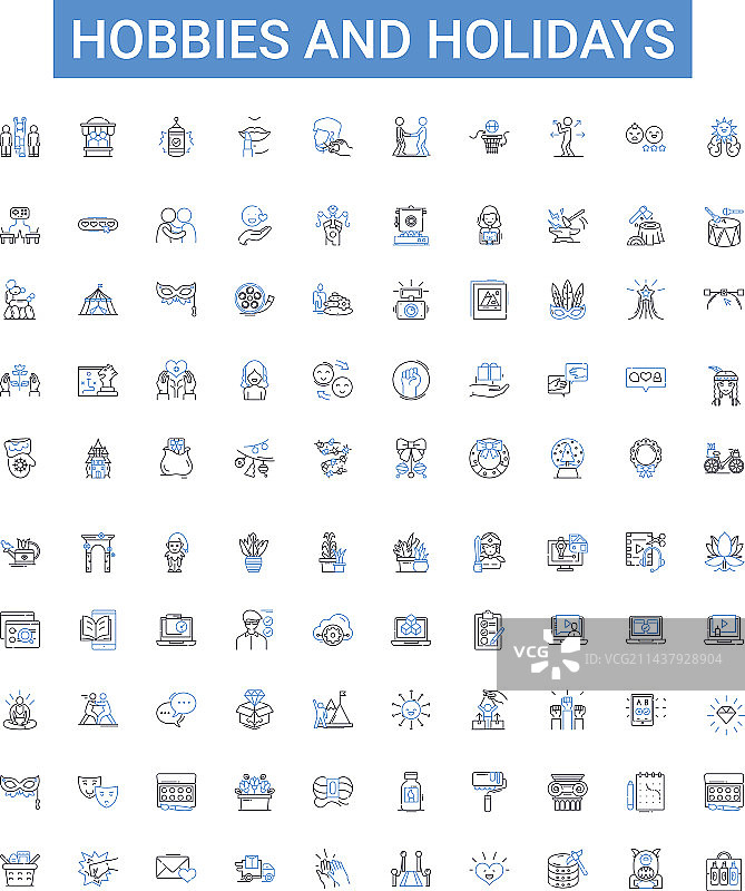 爱好与假日主题轮廓图标合集图片素材
