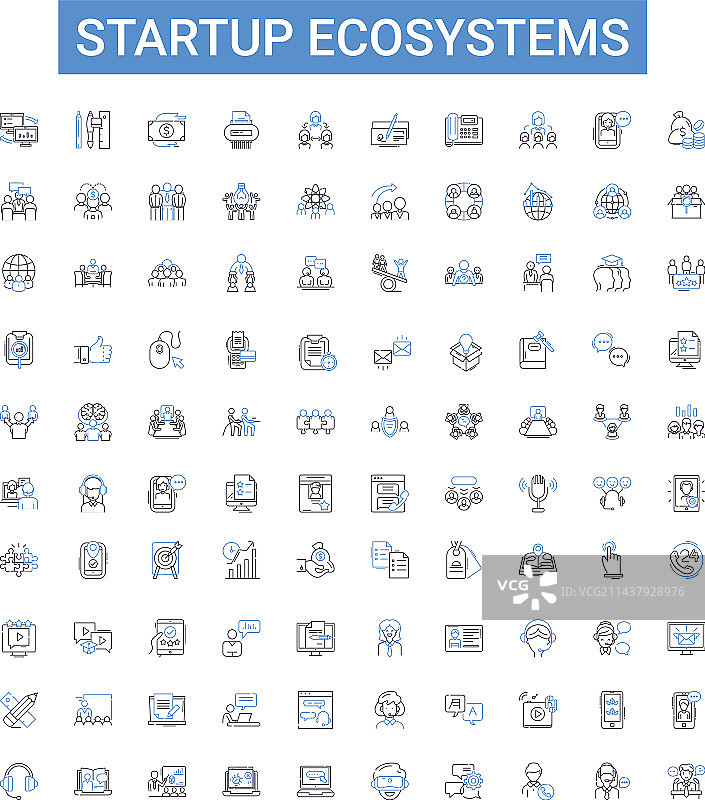 创业生态系统轮廓图标合集图片素材