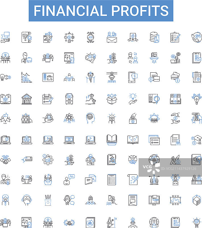 财务利润轮廓图标合集图片素材