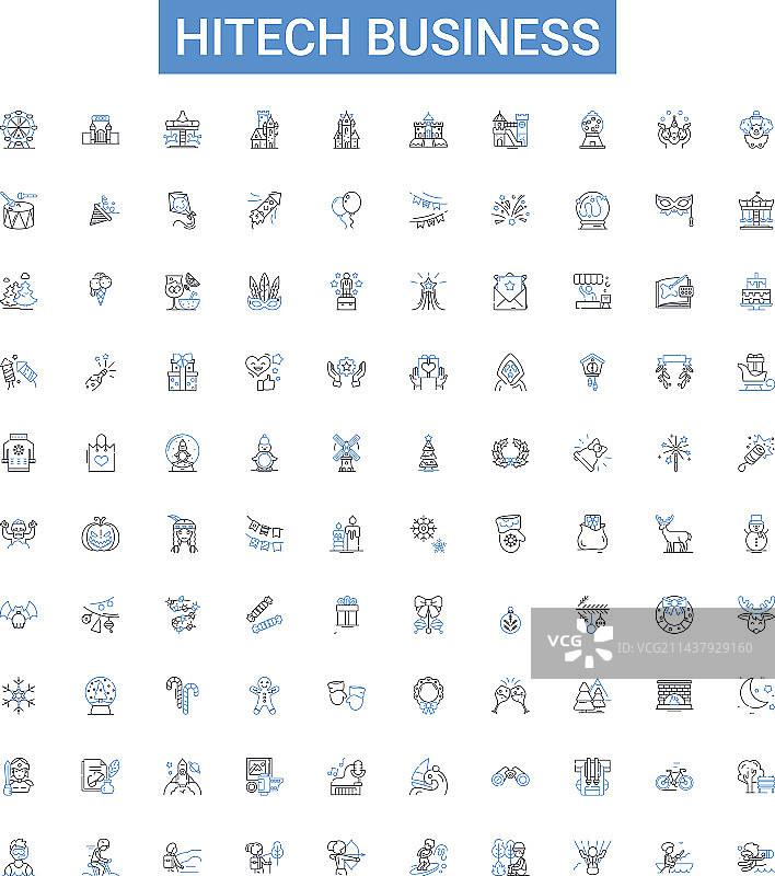 高科技商务轮廓图标合集图片素材
