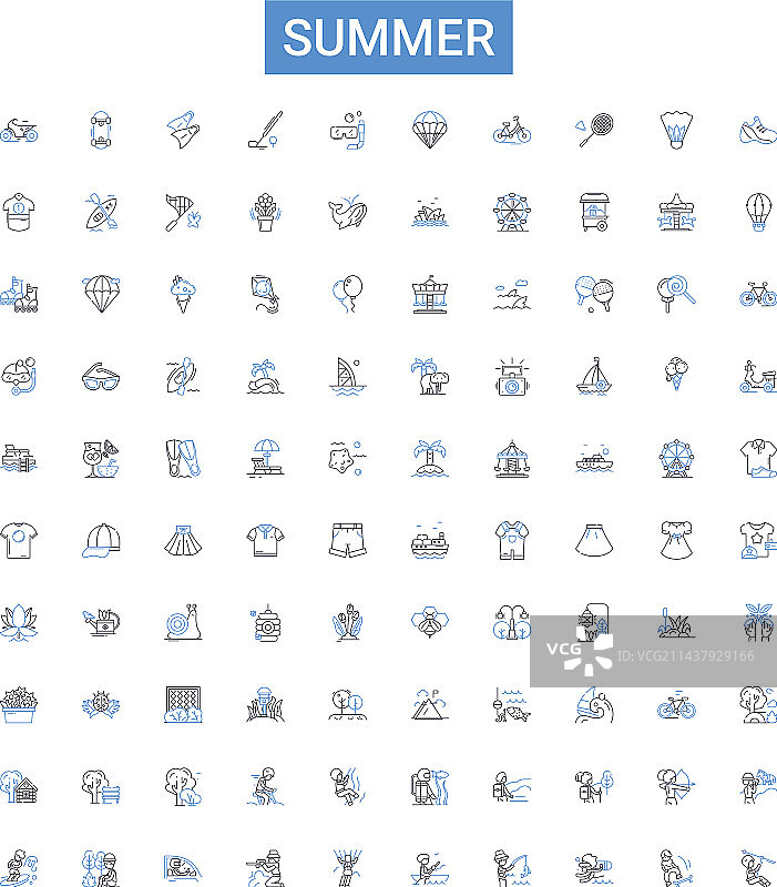 夏季轮廓图标集合：阳光热图片素材
