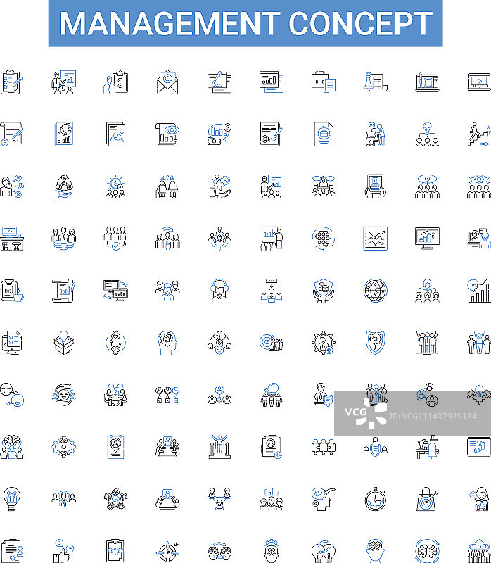 管理概念轮廓图标合集图片素材