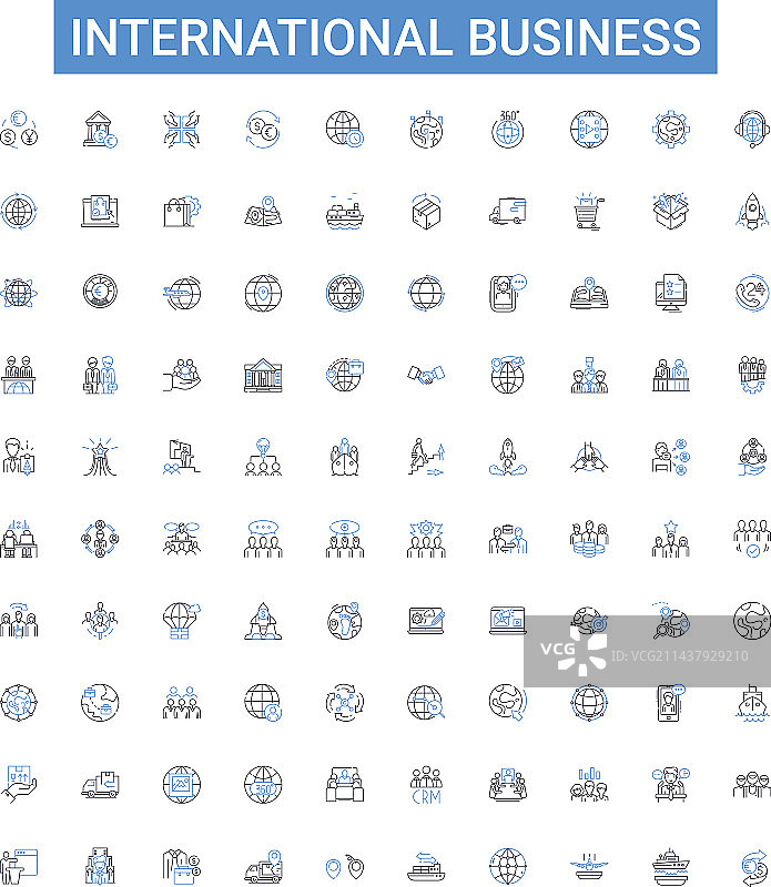 国际商务轮廓图标合集图片素材