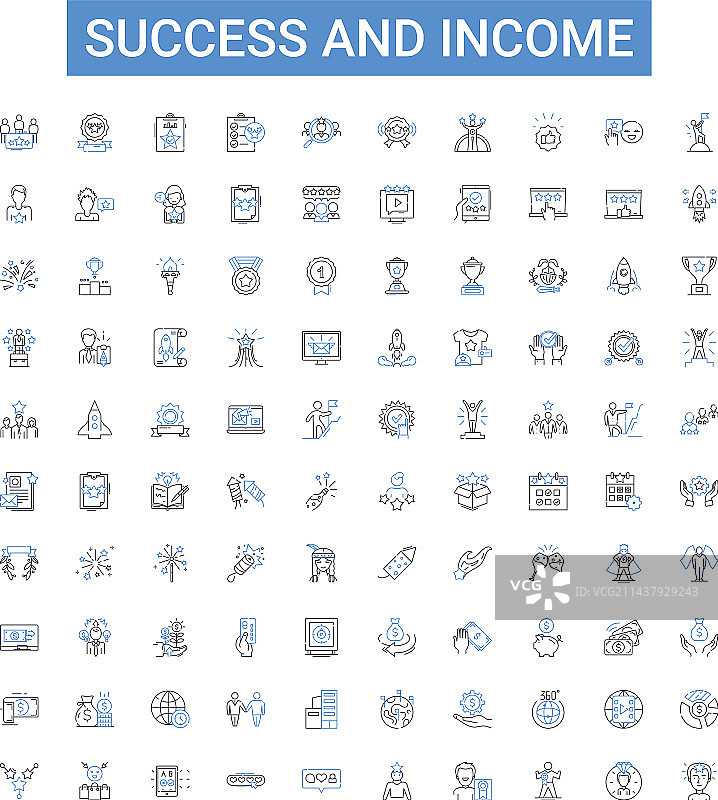 成功收入描边图标合集图片素材