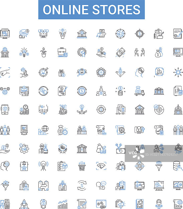 电子商务在线商店轮廓图标合集图片素材