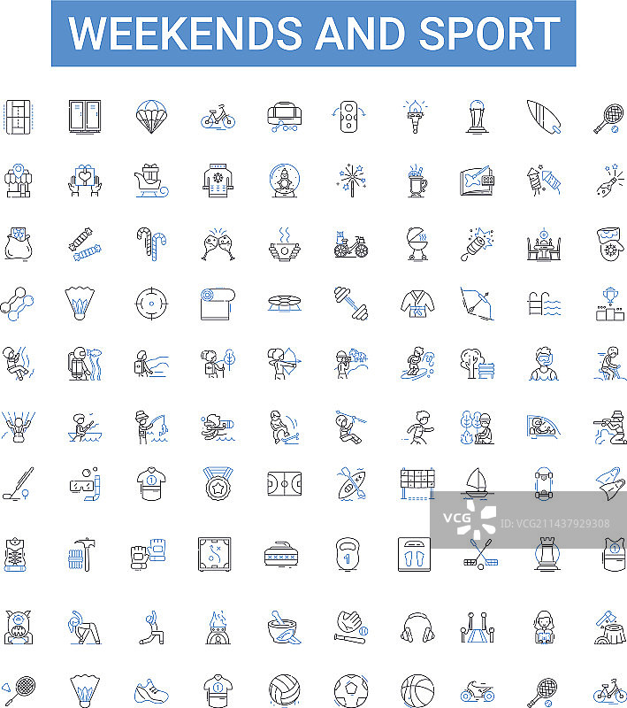 周末与运动轮廓图标合集图片素材