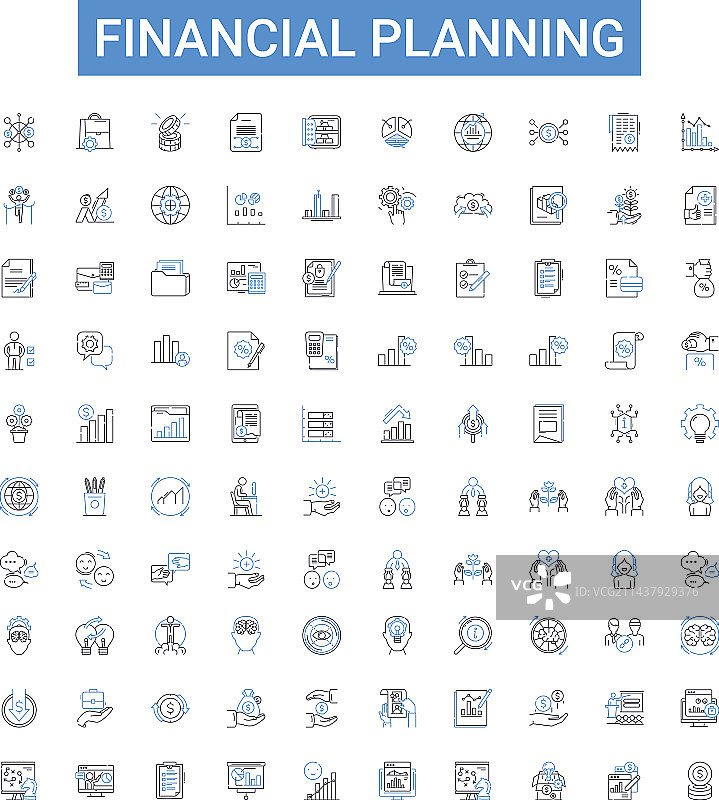 财务计划轮廓图标集合图片素材