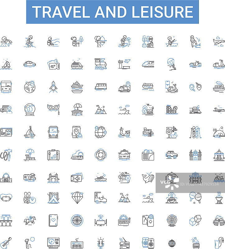 旅游休闲轮廓图标合集图片素材