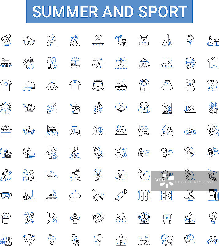 夏季运动轮廓图标合集图片素材