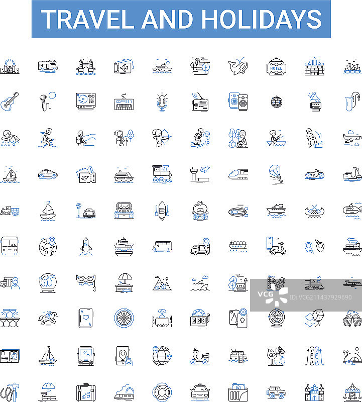旅行与假期描边图标合集图片素材