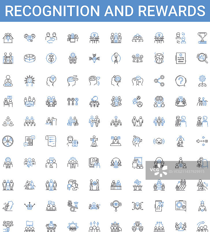 表彰奖励轮廓图标合集图片素材