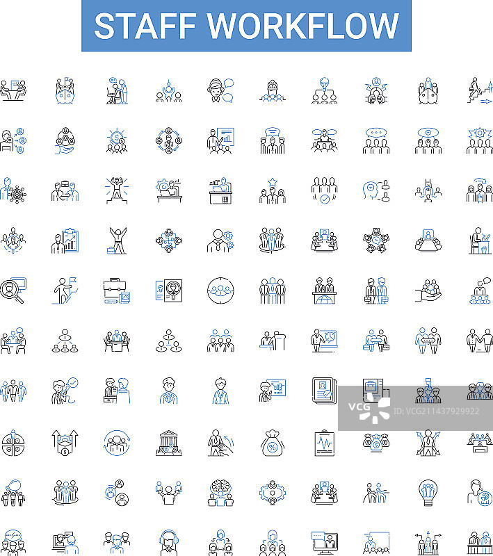 员工工作流程轮廓图标集合图片素材