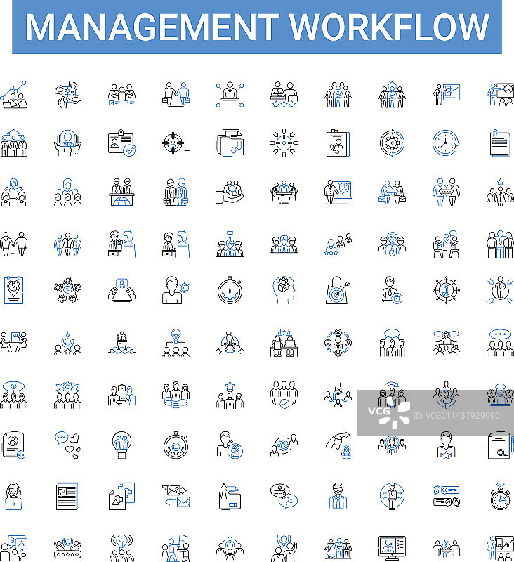 管理工作流程轮廓图标合集图片素材