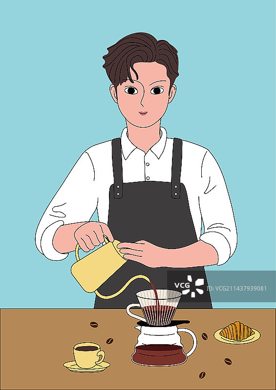 做手冲咖啡的男生咖啡师图片素材