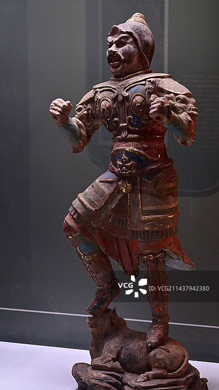 唐代文物 《贴金彩绘天王俑》 昭陵博物馆藏 陕西省咸阳市礼泉县韦贵妃墓出土图片素材