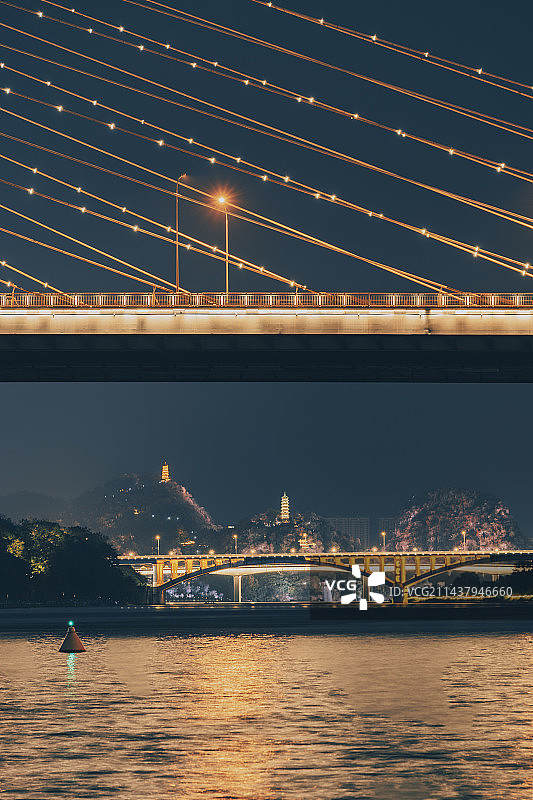 柳州白沙大桥、壶东大桥与蟠龙双塔图片素材