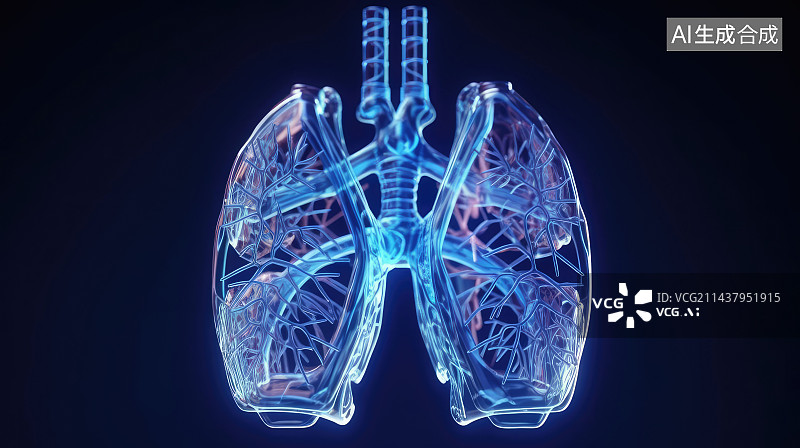 【AI数字艺术】概念点线组成的抽象肺部神经系统图像图片素材