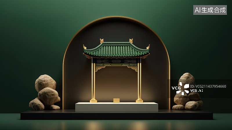 【AI数字艺术】中国风三维空间背景图片素材
