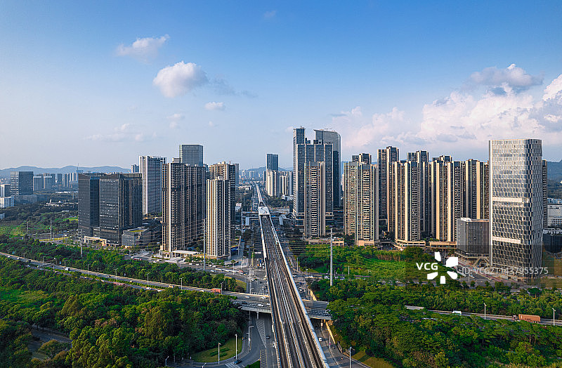 深圳光明区凤凰城塘家地区地铁6号线航拍图片素材