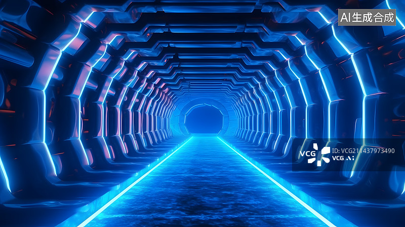 【AI数字艺术】3D未来科技科幻动感时光空间隧道背景图片素材
