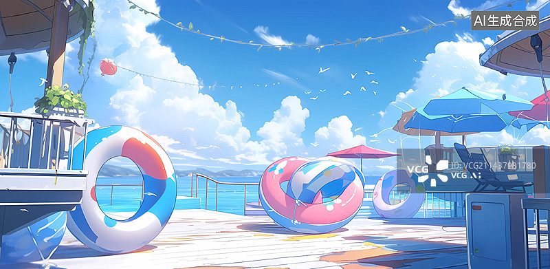 【AI数字艺术】海滩沐浴阳光图片素材