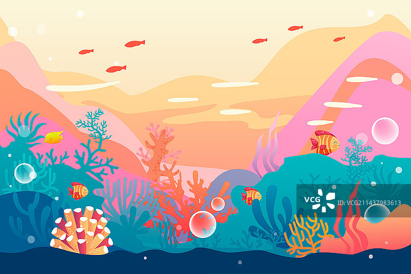 世界海洋日保护动物全球海洋生物多样性插画图片素材