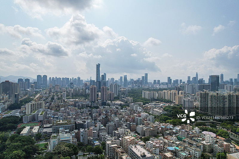 深圳南山区科技园及南头古城航拍图片素材