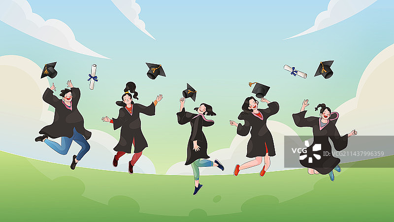 活力四射年轻人-青年节-毕业季合照图片素材