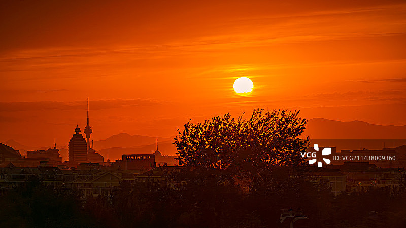 521-北京超级晚霞的日落图片素材