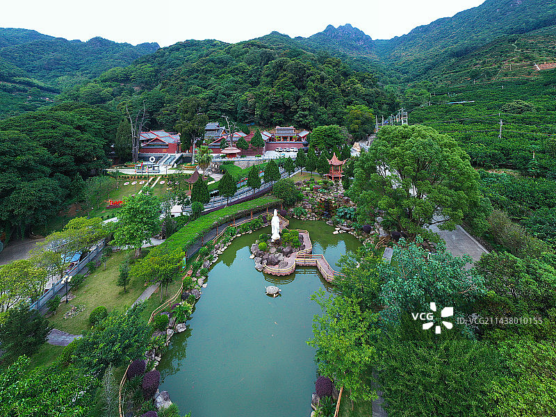 广东省梅州市梅县区雁洋镇阴那山灵光寺旅游区航拍图片素材