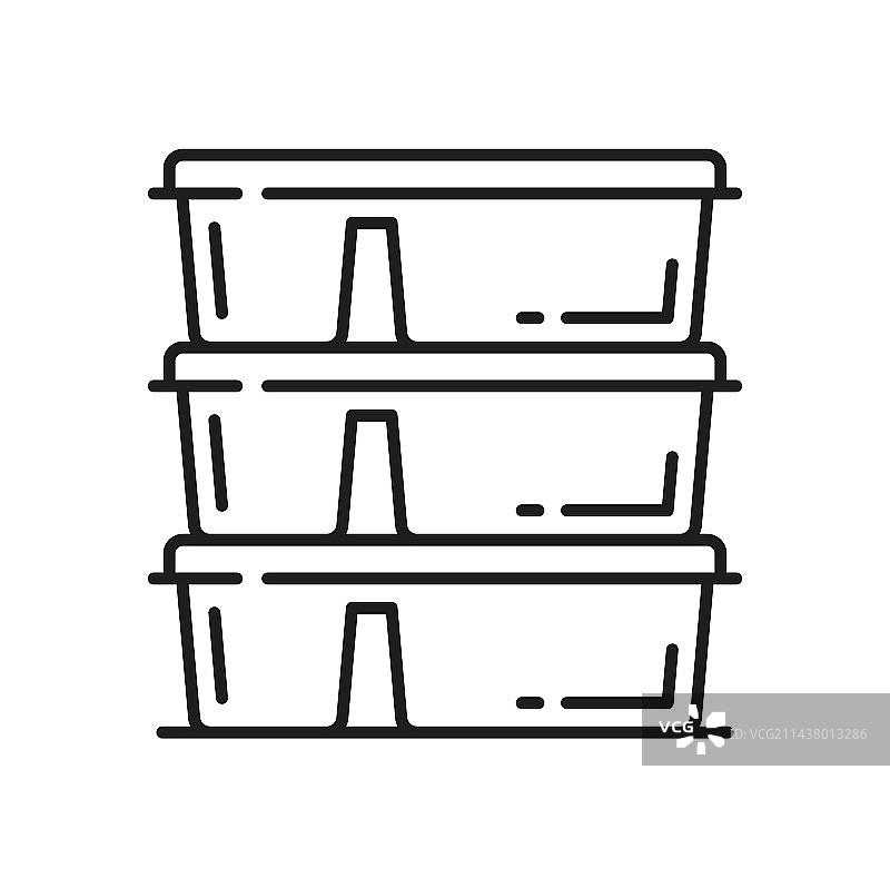 带盖塑料食品容器轮廓图标集图片素材