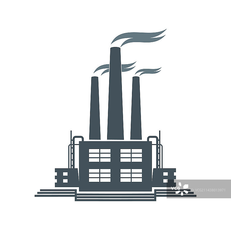 带有烟雾的工厂图标工业厂房烟囱图片素材