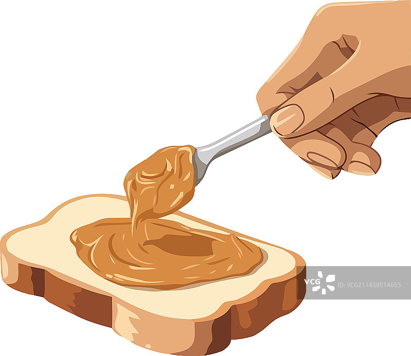 手在面包上涂花生酱图片素材