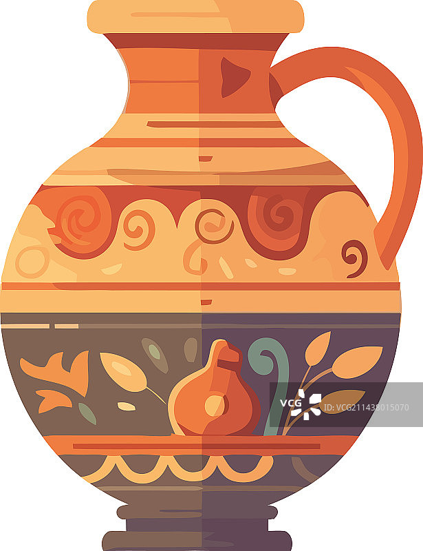 带叶子的华丽赤陶花瓶图片素材