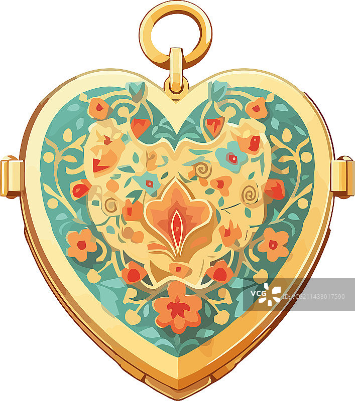 心形金色闪亮项链图片素材