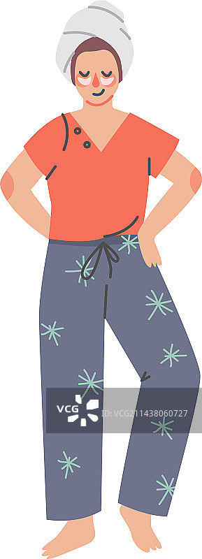 穿着舒适家居服，戴着眼罩的女孩图片素材