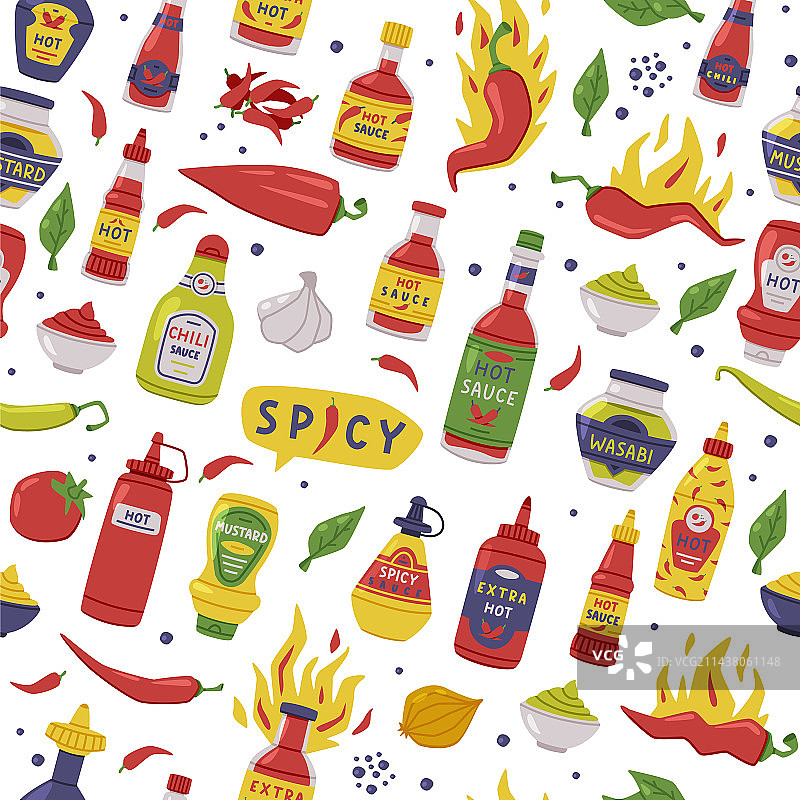 塑料包装的香辣芥末和辣椒酱图片素材